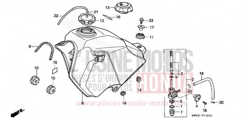 RESERVOIR A CARBURANT NX250J de 1988